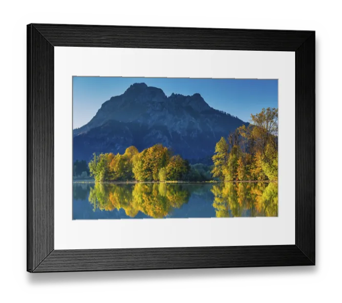 Framed Print : Forggensee in autumn, behind it the Saeuling Framed Print : Forggensee in autumn, behind it the Saeuling