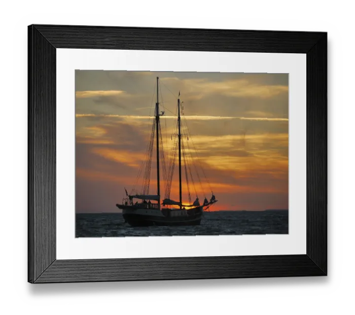 Framed Print : The two-masted gaff rigged schooner Abel Tasman in the evening light off Gedser