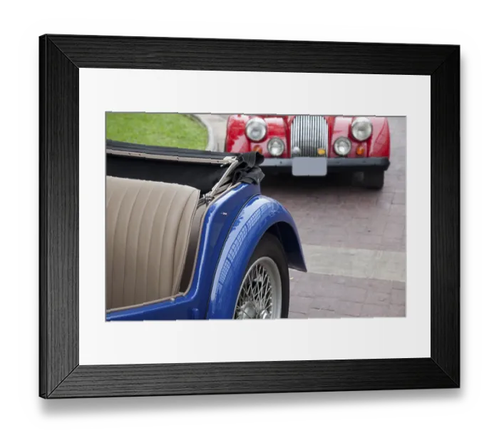 Framed Print : Two Classic Cars On The Road Framed Print : Two Classic Cars On The Road