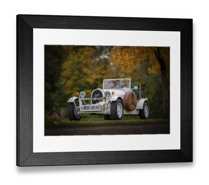 Framed Print : Vintage car, replica of a 1923 Bugatti 35 B from the year of completion 1989 stands on the basis of a VW Beetle with a Framed Print : Vintage car, replica of a 1923 Bugatti 35 B from the year of completion 1989 stands on the basis of a VW Beetle with a