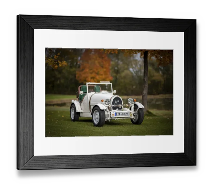 Framed Print : Oldtimer, Replica of a 1923 Bugatti 35 B from the year of completion 1989 stands on the basis of a VW Beetle with a 50
