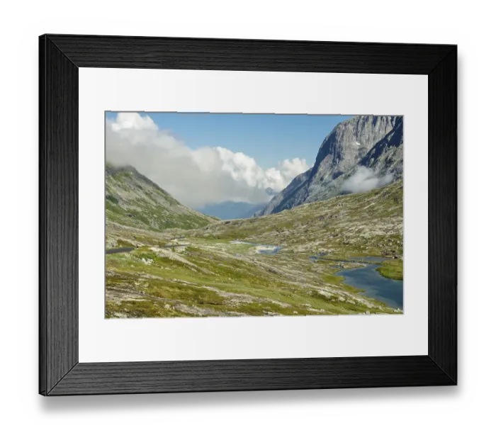 Framed Print : Mountain landscape along Trollstigen Road Framed Print : Mountain landscape along Trollstigen Road