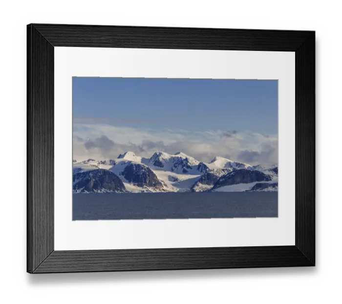 Framed Print : Coastline, snowy mountains, Northwest Coast