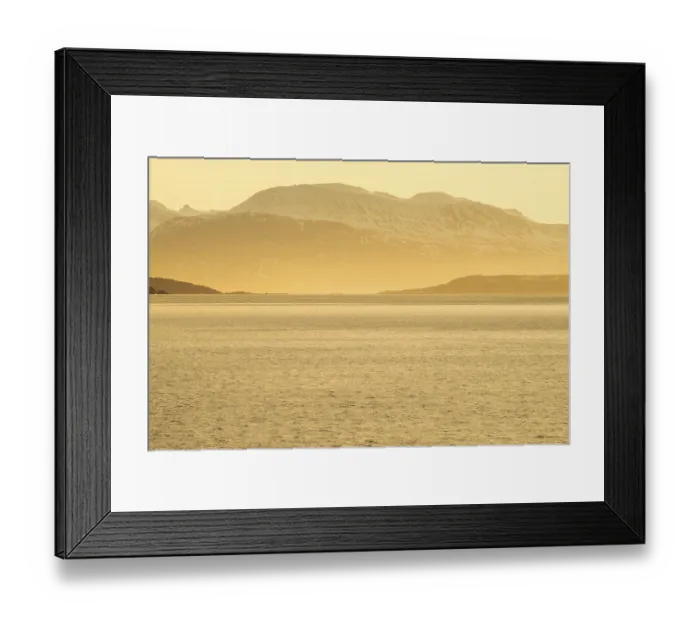 Framed Print : View across the sound to the mountains of the mainland in the morning light Framed Print : View across the sound to the mountains of the mainland in the morning light