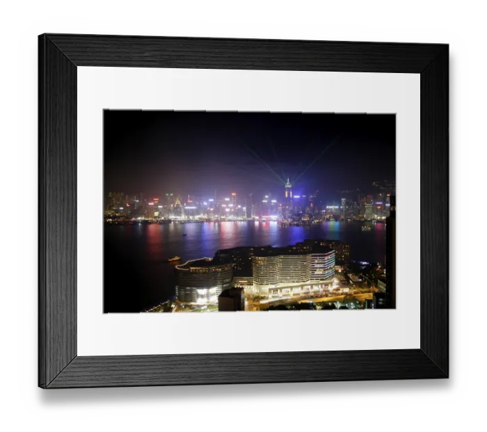 Framed Print : Laser show, view of Central over Victoria Harbour