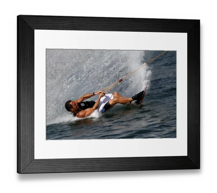 Framed Print : Surfer with wakeboard, Nordstrand lake near Erfurt Framed Print : Surfer with wakeboard, Nordstrand lake near Erfurt