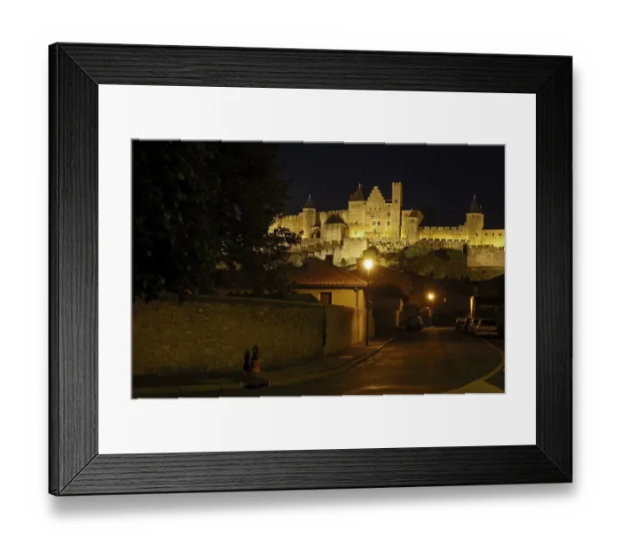 Framed Print : La Cite, Carcassonne medieval fortified town at night