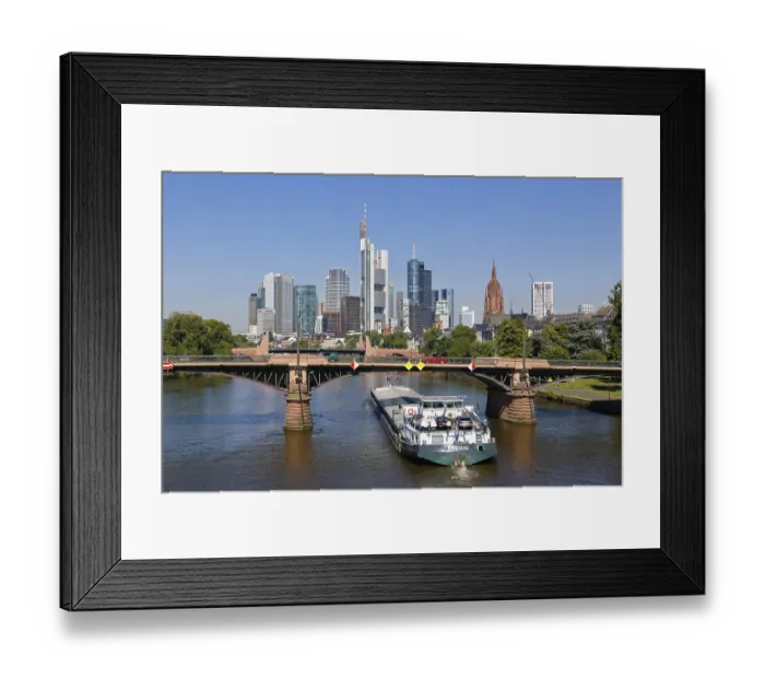 Framed Print : Skyline with cathedral, freighter beneath Ignatz Bubis Bridge Framed Print : Skyline with cathedral, freighter beneath Ignatz Bubis Bridge