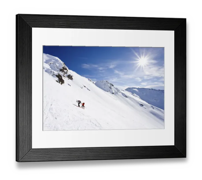 Framed Print : Ski tourers climbing Mt Hoertlahner or Punta Lavina above Durnholz