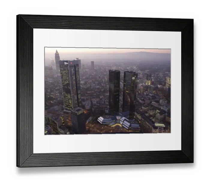 Framed Print : Frankfurt skyline, skyscrapers at dusk Framed Print : Frankfurt skyline, skyscrapers at dusk