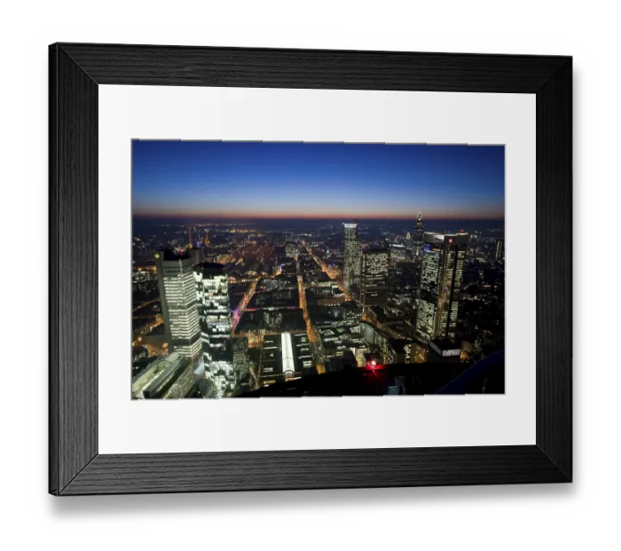 Framed Print : Frankfurt skyline, skyscrapers at night