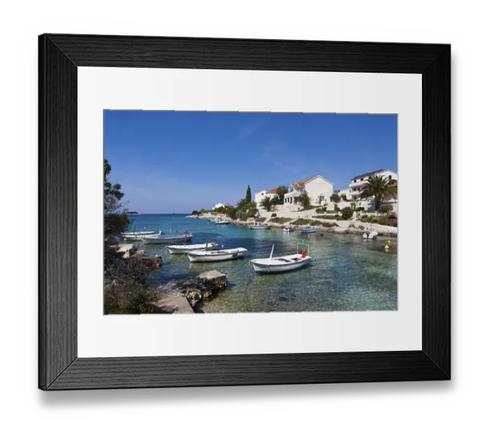 Framed Print : Village of Rogoznica with harbour and bay