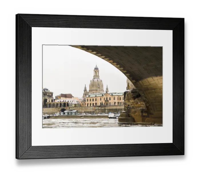 Framed Print : River Elbe in the snow, the Elbe is closed to shipping Framed Print : River Elbe in the snow, the Elbe is closed to shipping