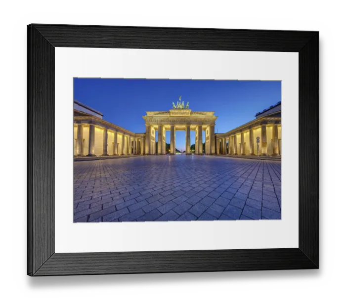Framed Print : The famous illuminated Brandenburg Gate in Berlin at dusk