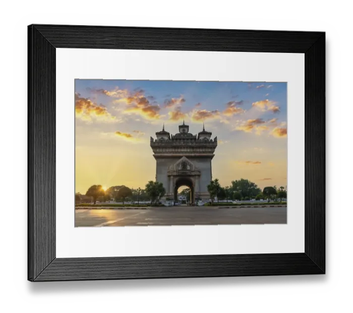 Framed Print : Vientiane Laos, sunrise city skyline at Patuxai (Patuxay) the most famous landmark in Vientiane Framed Print : Vientiane Laos, sunrise city skyline at Patuxai (Patuxay) the most famous landmark in Vientiane