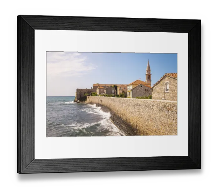 Framed Print : Budva montenegro citadel and old stone wall of the city Framed Print : Budva montenegro citadel and old stone wall of the city
