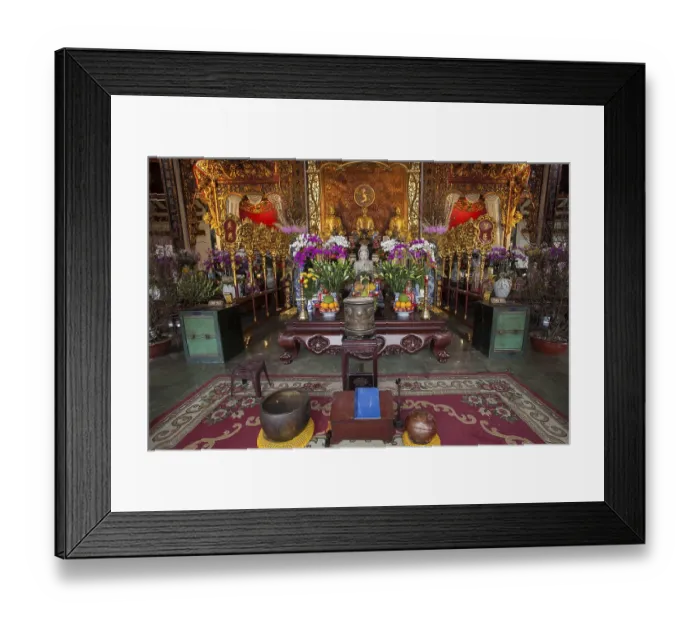 Framed Print : Buddha statue and altar in Chua Vinh Pagoda