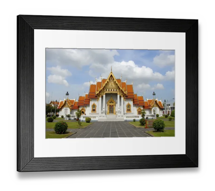 Framed Print : Buddhism, Wat Benchamabophit marble temple