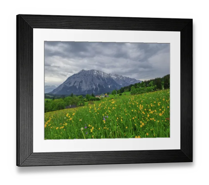 Framed Print : Summer austrian landscape with Grimming mountain (2)