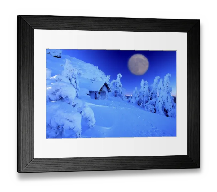 Framed Print : Landscape in the snow big Arber full moon
