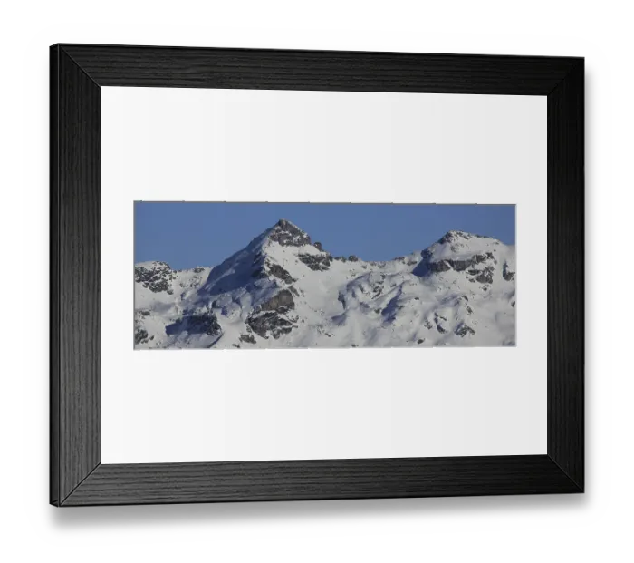 Framed Print : Snow covered mountains Charenstock and Berglihorn