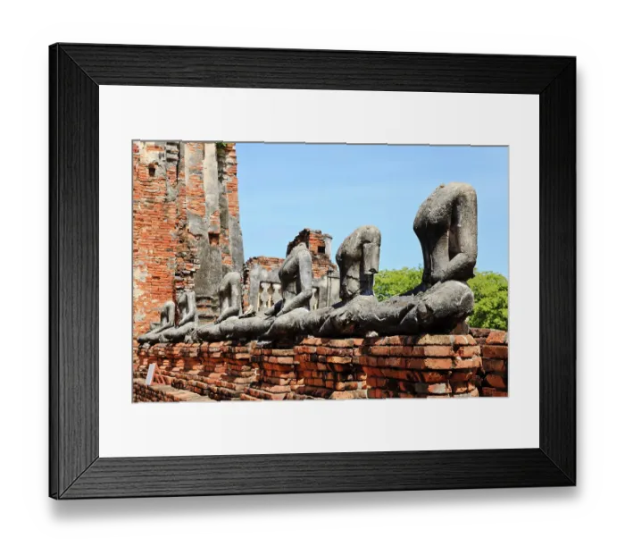 Framed Print : Row of ruin buddha statue in wat chai wattanaram