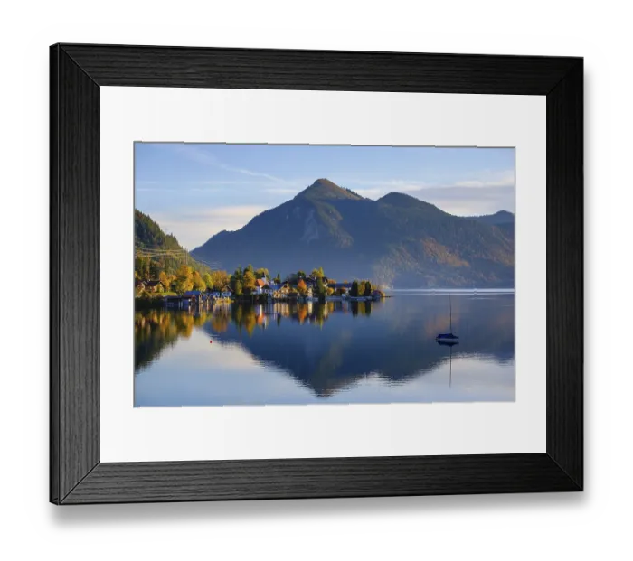 Framed Print : Village Walchensee and Lake Walchensee in the morning light Framed Print : Village Walchensee and Lake Walchensee in the morning light