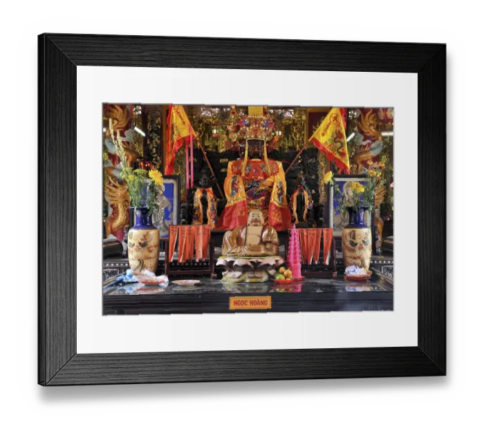 Framed Print : Altar with Buddha figure in the temple Framed Print : Altar with Buddha figure in the temple