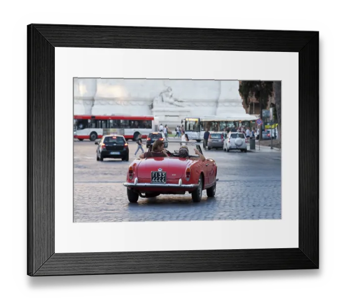 Framed Print : Vintage car on the Piazza Venezia