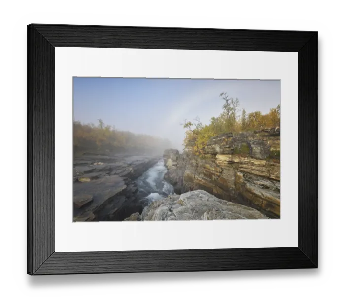 Framed Print : River Abiskojakka River flows through Abisko Canyon