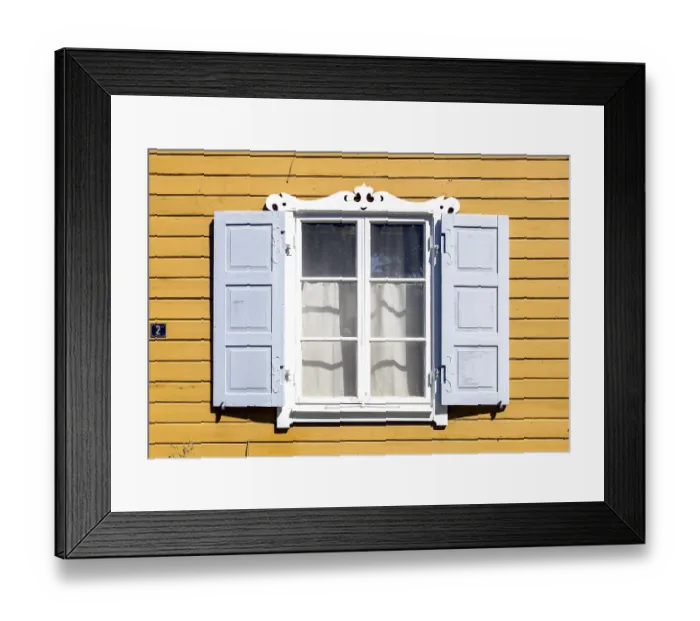Framed Print : Window on a wooden residential building Framed Print : Window on a wooden residential building