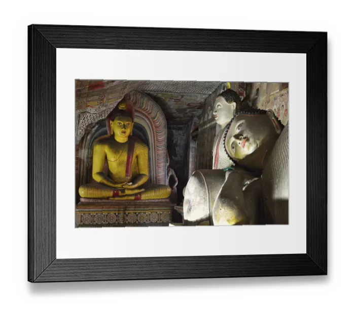 Framed Print : Buddha statues and murals in one of the cave temples of the Golden Temple Framed Print : Buddha statues and murals in one of the cave temples of the Golden Temple