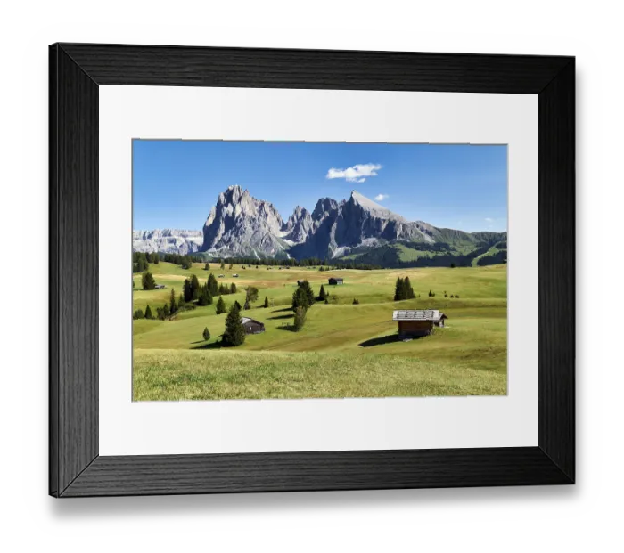 Framed Print : Panorama view with the Sassolungo mountain peak