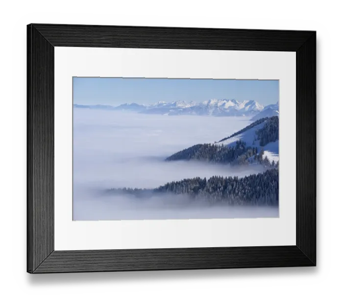 Framed Print : View from Sudelfeld over the sea of fog towards the Berchtesgaden Alps in winter