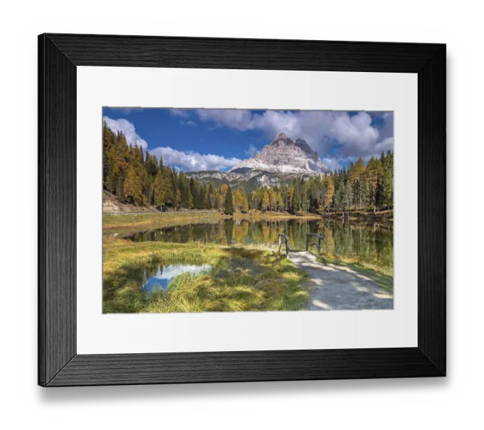 Framed Print : Autumn at Lake Antorno under the Three Peaks