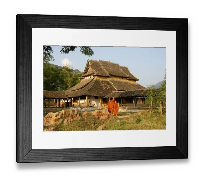 Framed Print : Buddhism, monk with two novices Framed Print : Buddhism, monk with two novices