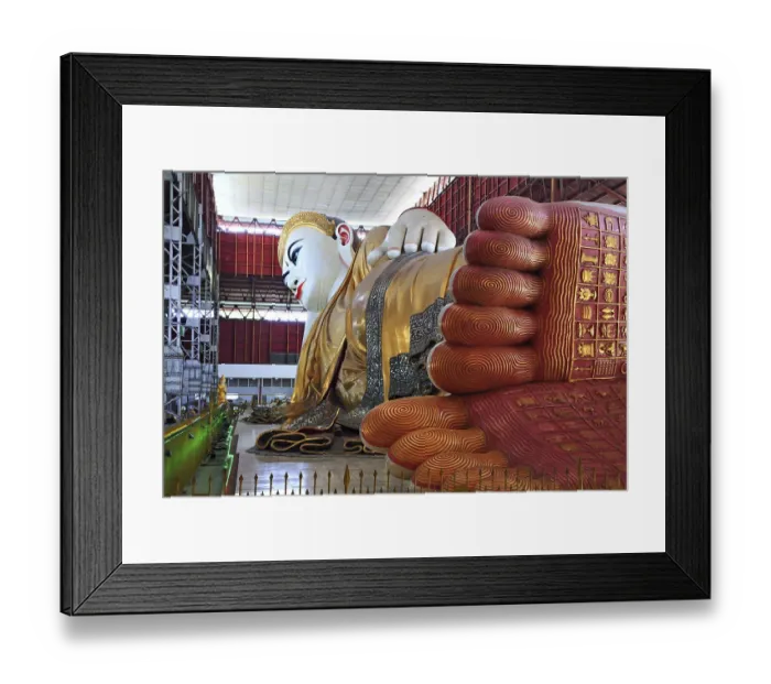 Framed Print : Yangong Reclining Buddha Kyaukhtatgyi Pagoda