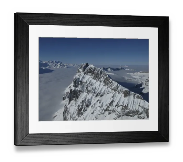 Framed Print : Impressive mountain peak and sea of fog, winter