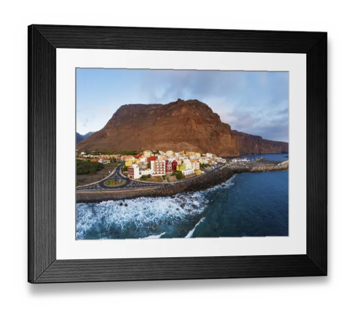 Framed Print : Vueltas with roundabout and harbour in the evening light