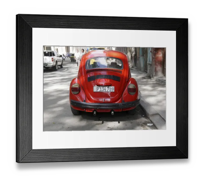 Framed Print : Vw Beetle classic car, Havana, Cuba