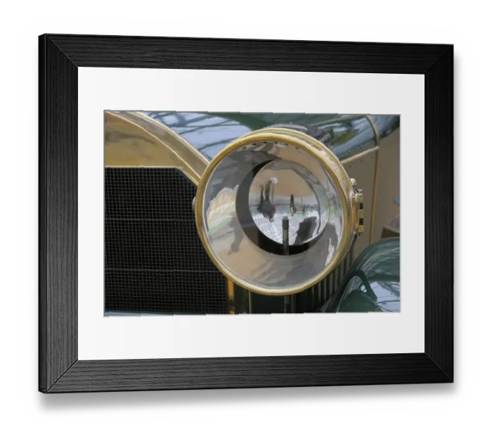 Framed Print : Headlight of a vintage 1912 Mercedes Kardanwagen Typ 14