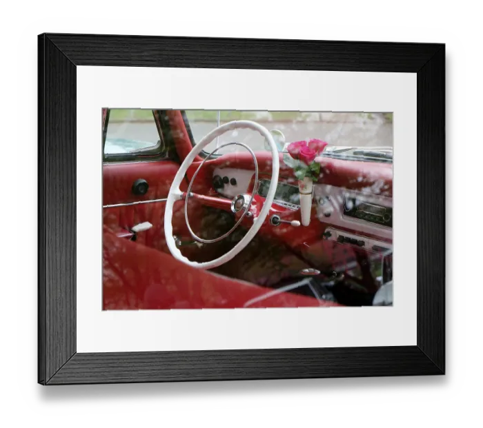 Framed Print : Steering wheel and dashboard of a Russian Tatra 603
