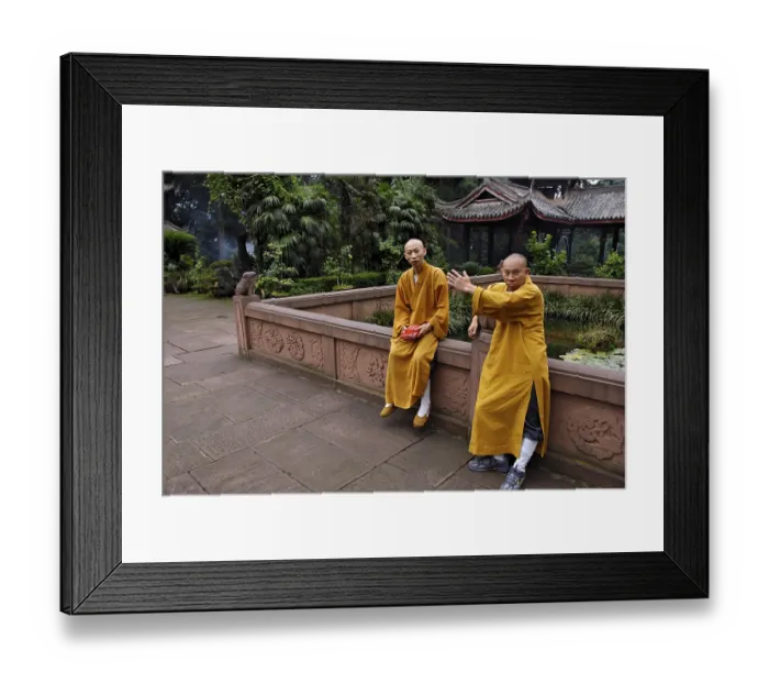 Framed Print : Friars, Wannian monastery, Mount Emei near Chengdu
