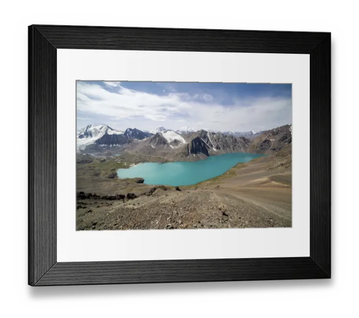 Framed Print : View of alpine mountain lake Ala-Kul Tien Shan Framed Print : View of alpine mountain lake Ala-Kul Tien Shan