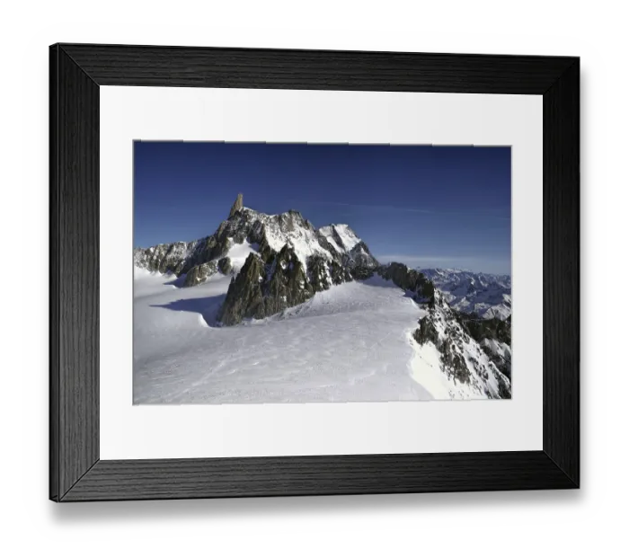 Framed Print : Breathtaking view of snowy mountains from the top in Valle Blanche