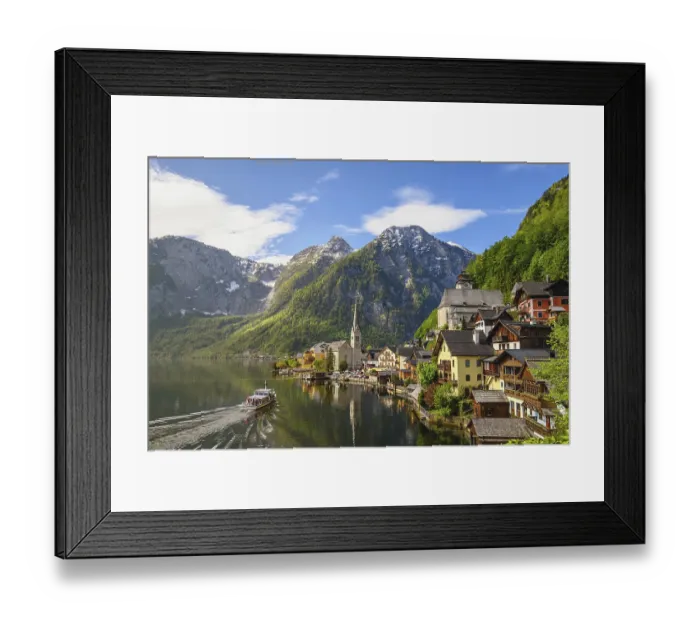 Framed Print : Hallstatt Austria, Nature landscape of Hallstatt village with lake and mountain
