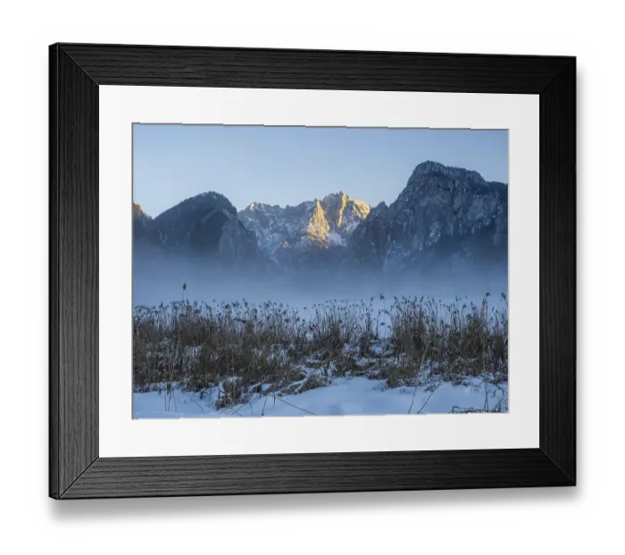Framed Print : Winter landscape in the fog, Gesaeuse entrance