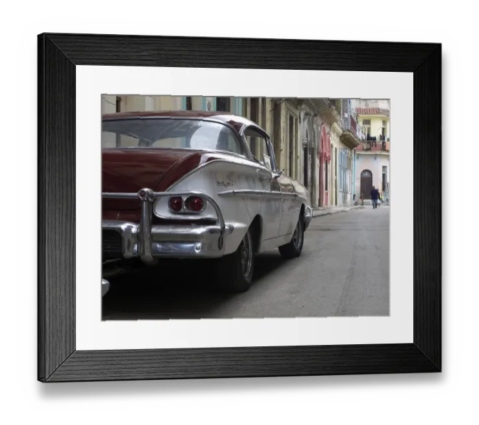 Framed Print : American vintage car in the streets of old town of Havana