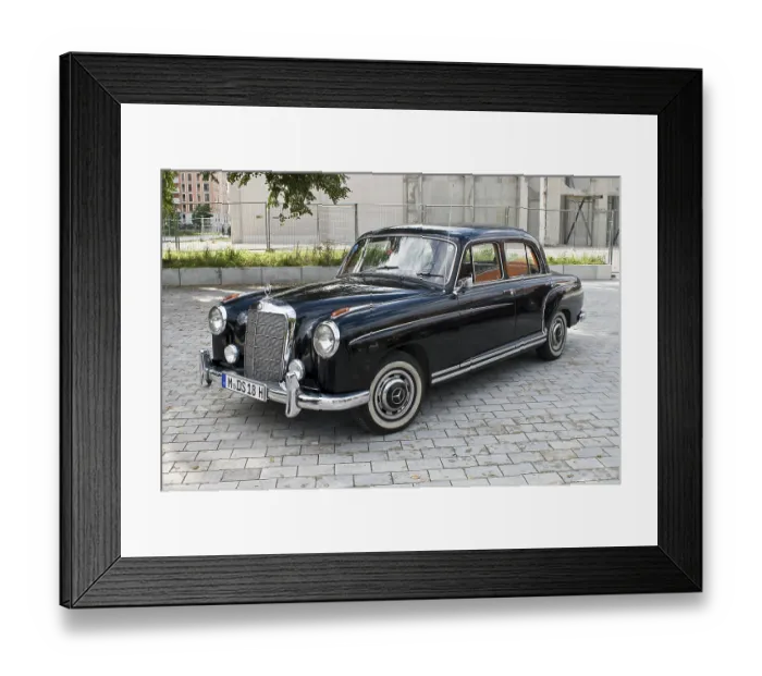 Framed Print : Mercedes 220s with special number plate for vintage cars
