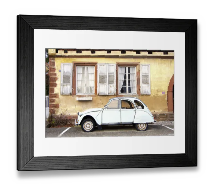 Framed Print : Vintage car ente in french village wissembourg